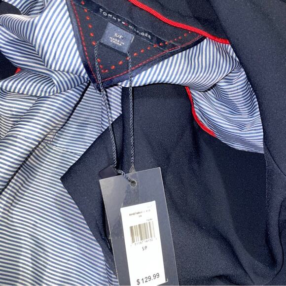 Tommy Hilfiger Asymmetrical Side Zip Moto Style Jacket Women’s Small Navy Blue - Picture 6 of 6